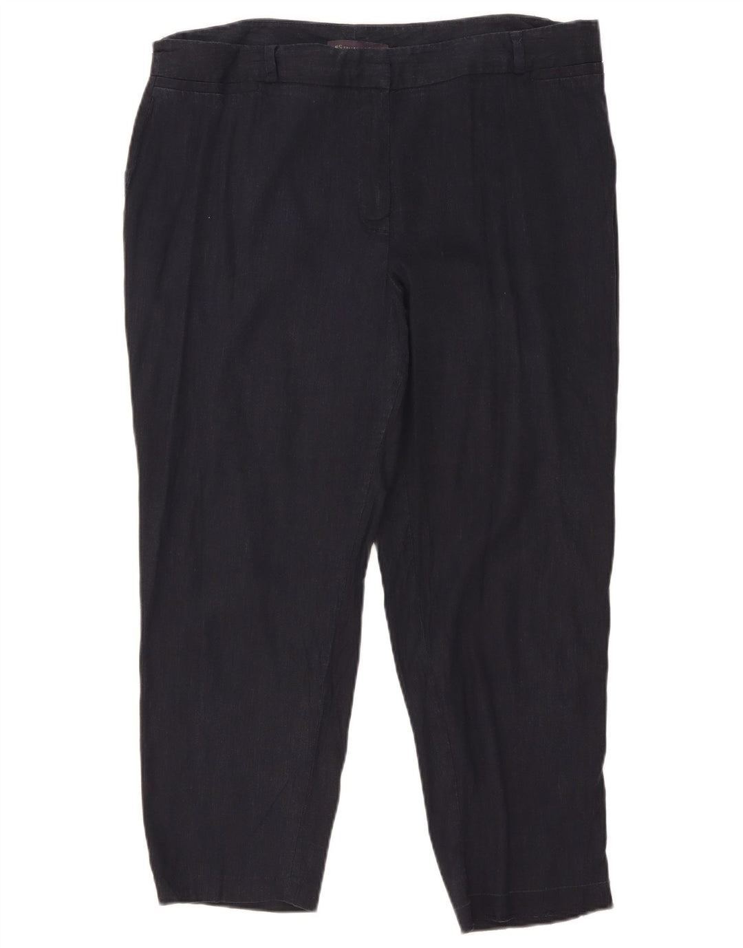 Marks & Spencer Pantalon court femme W36 L25 bleu marine lin
