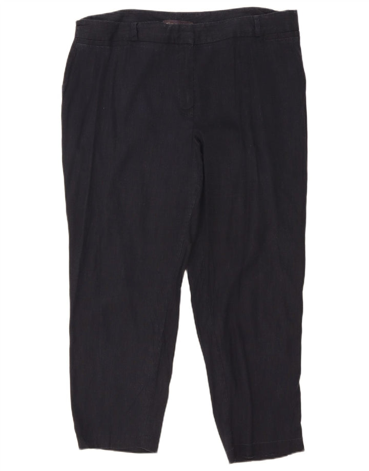 Marks & Spencer Pantalon court femme W36 L25 bleu marine lin