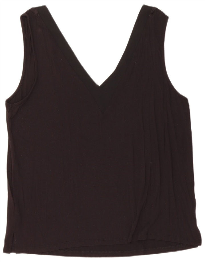 WAREHOUSE Débardeur court pour femme UK 14 Viscose noir moyen