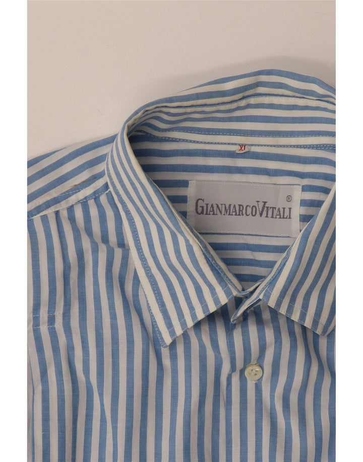vintage Chemise à manches courtes pour hommes XL Bleu Rayé