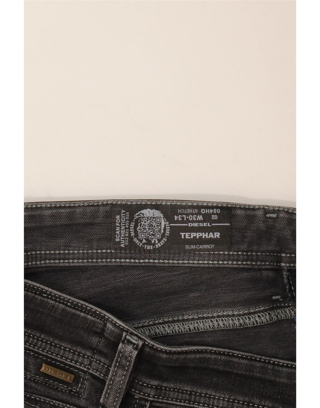 DIESEL Jean Slim Tepphar Carrot Homme W30 L31 Noir