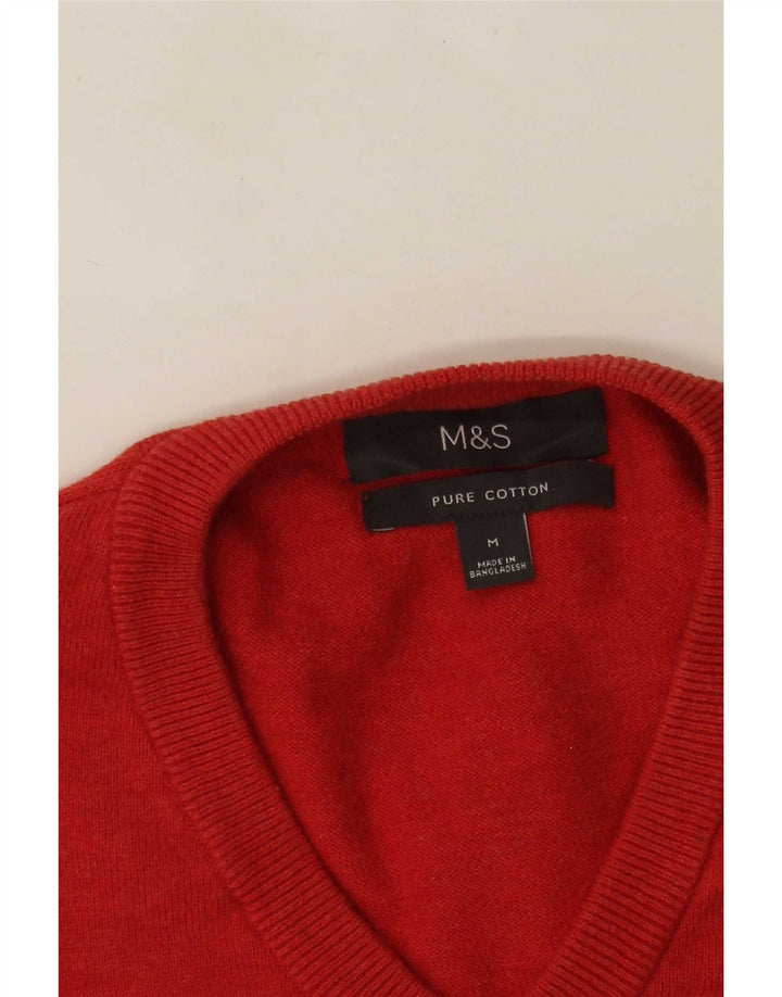 Marks & Spencer Pull Col V Homme Rouge Moyen Coton