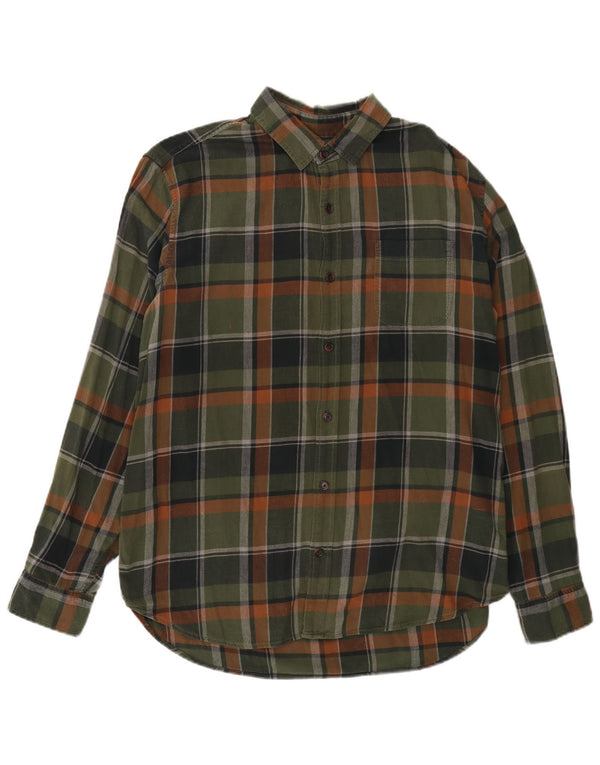 Gap Chemise en flanelle pour homme, coupe standard, en coton à grands carreaux verts