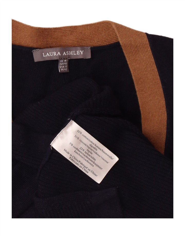 Laura Ashley Pull Cardigan pour Femme UK 14 Grand Coton Bleu Marine