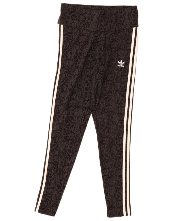 Adidas Leggings Femme UK 12/14 Coton Imprimé Animal Noir Moyen
