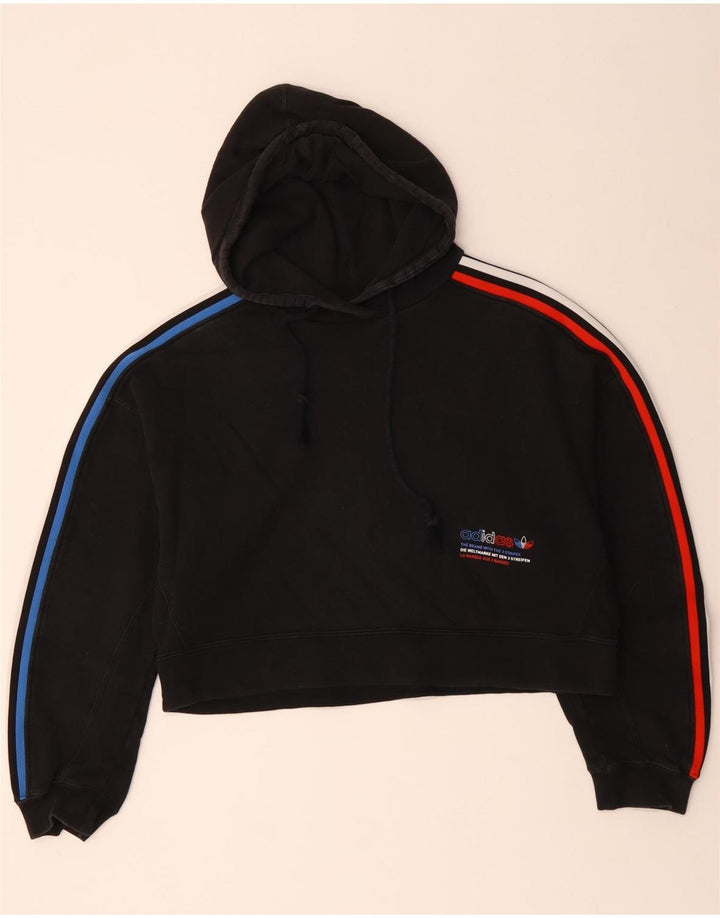 ADIDAS Pull à capuche surdimensionné pour femme UK 14 Noir moyen