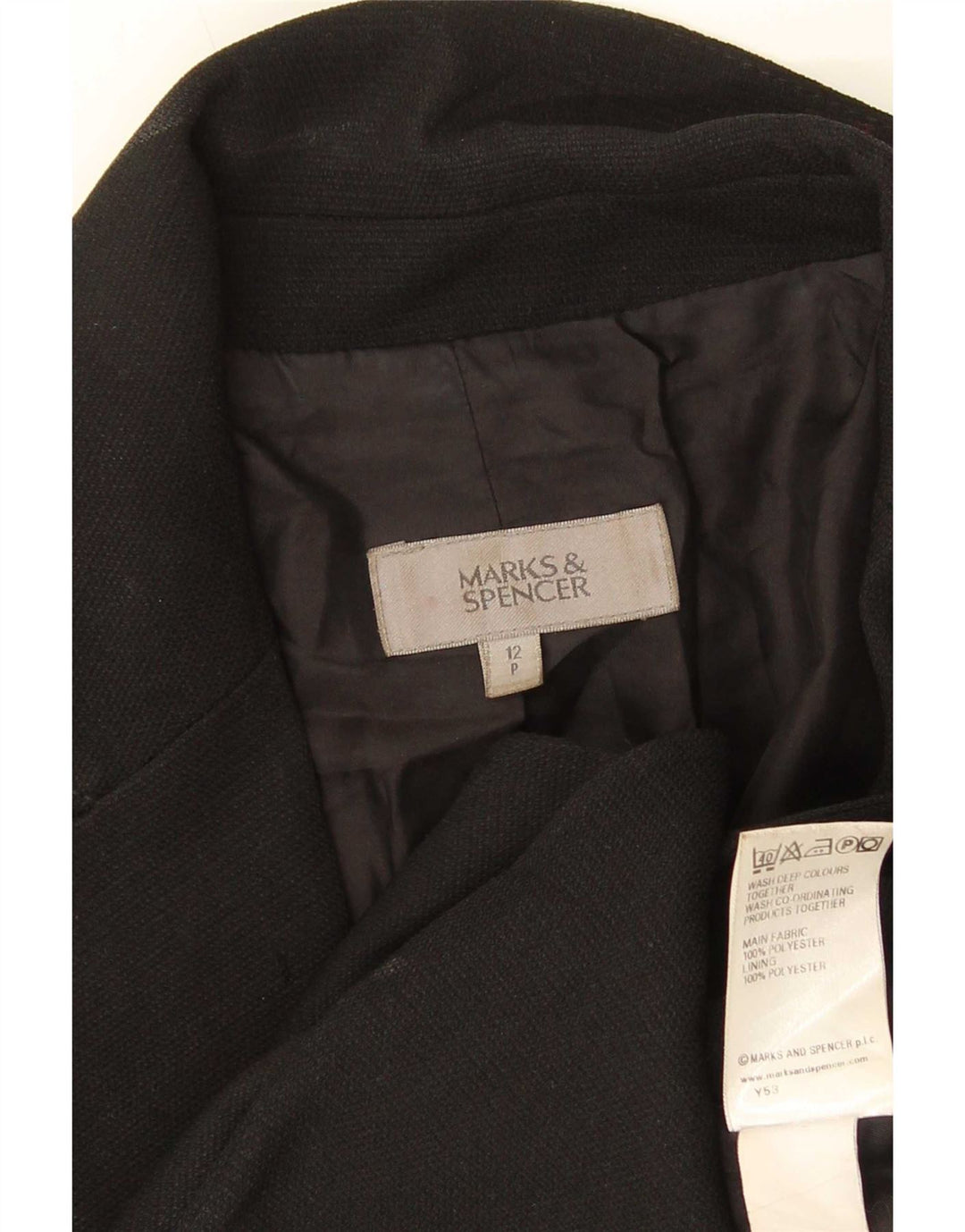 Marks & Spencer Veste blazer à 1 bouton pour femme UK 12 Noir moyen Polyester