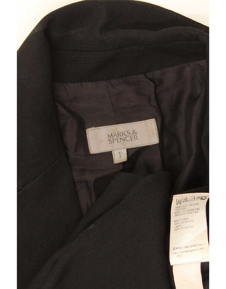 Marks & Spencer Veste blazer à 1 bouton pour femme UK 12 Noir moyen Polyester