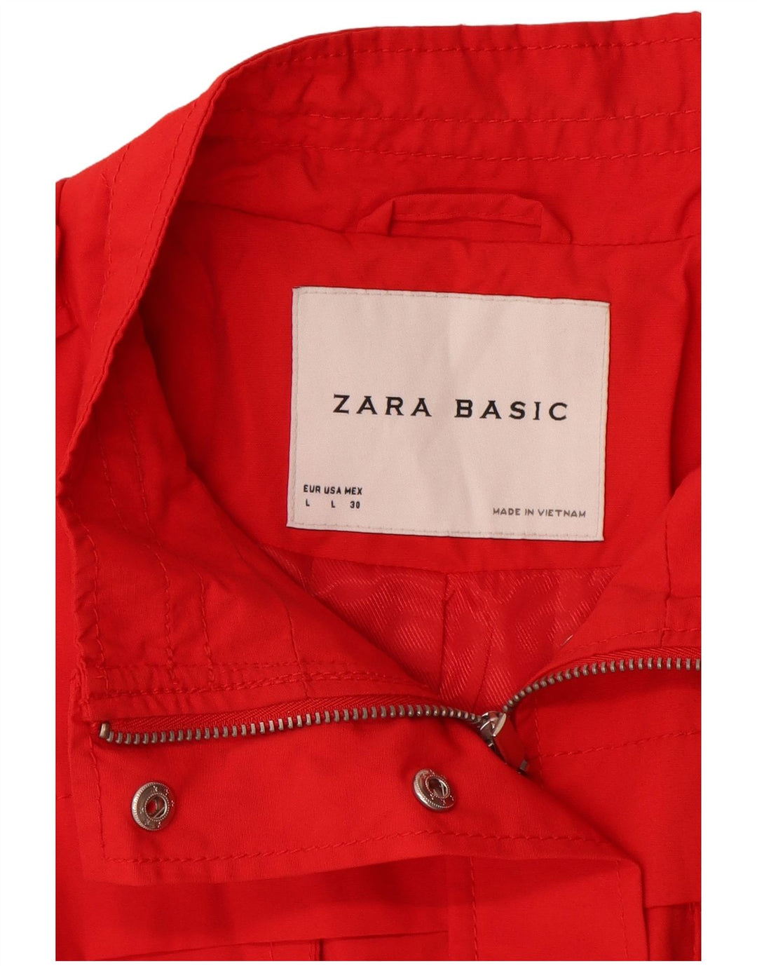 Zara Veste utilitaire militaire pour femme UK 14 Grand coton rouge