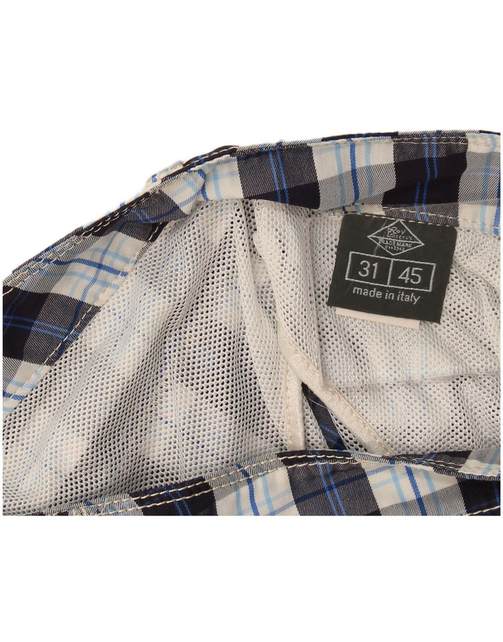 Roy Rogers Short décontracté pour homme W31 en polyester à carreaux bleu marine moyen