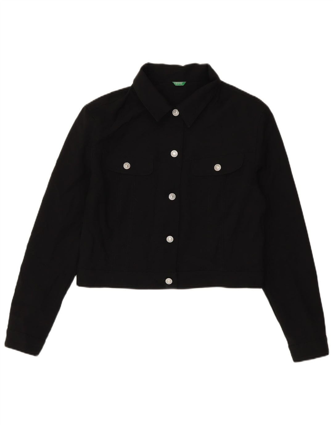 Benetton Veste Bomber Courte Femme UK 14 Large Noir Polyester