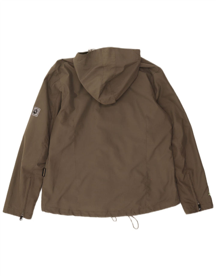Jack Wolfskin Veste de pluie à capuche pour femme UK 14/16 Large Kaki Polyester