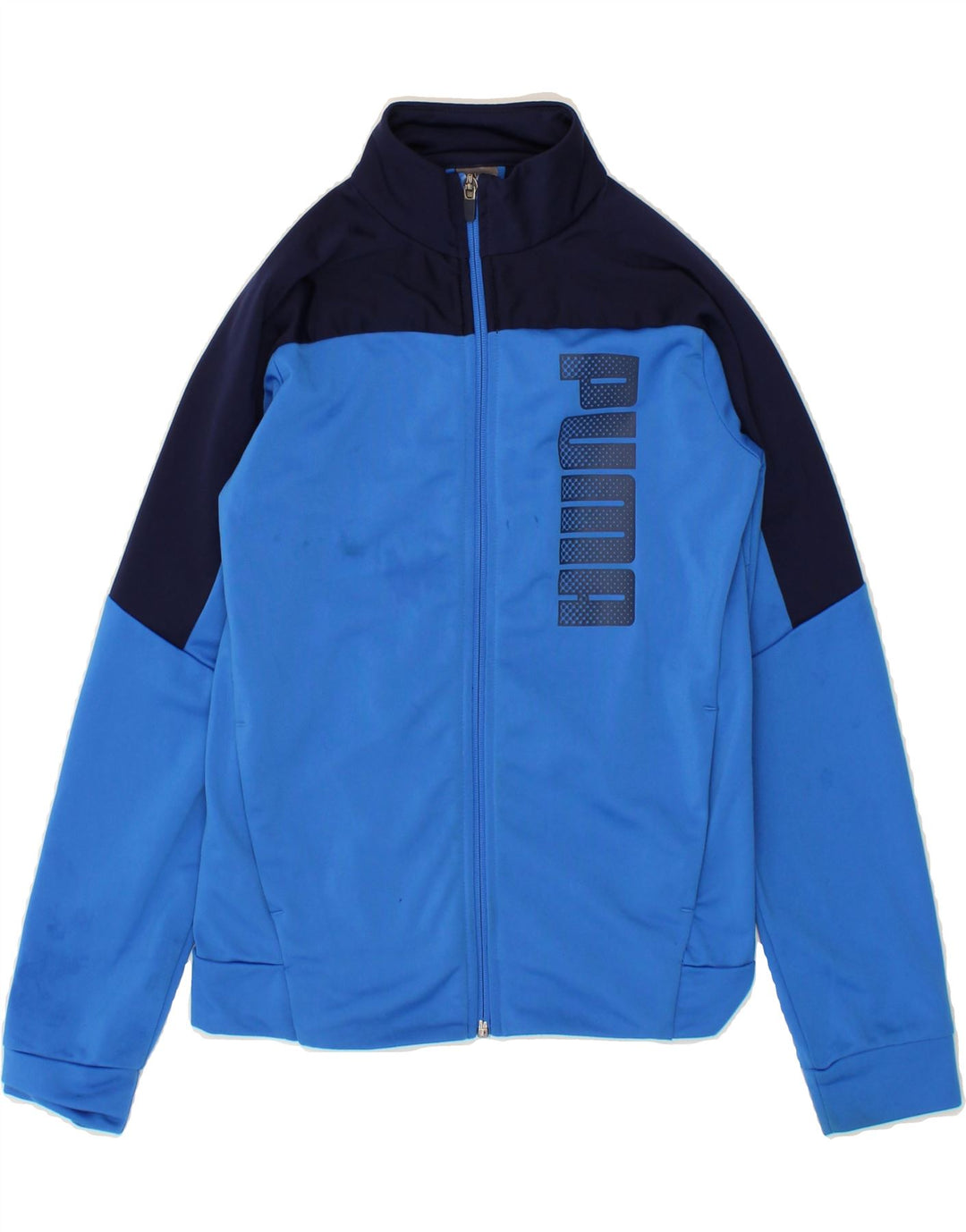 PUMA Boys Graphic Tracksuit Top Jacket 11-12 Years Blue Colourblock Vintage Puma and Second-Hand Puma from Messina Hembry 