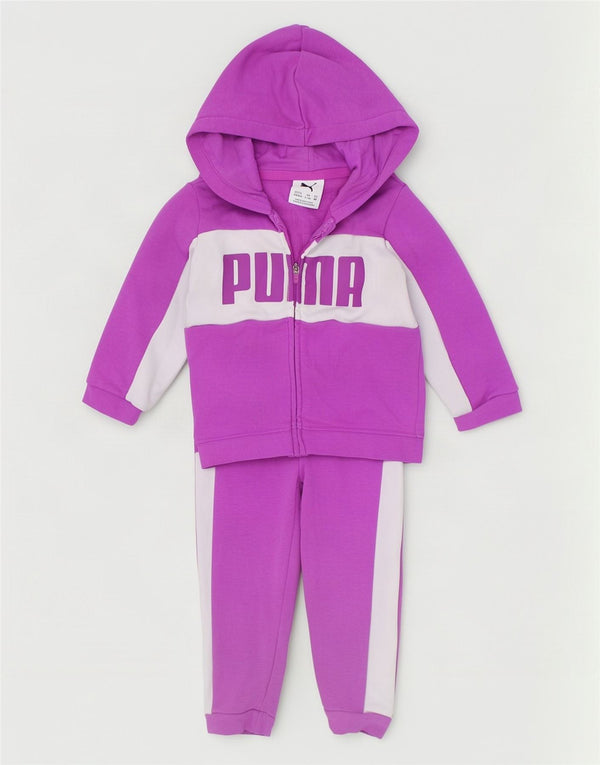 Puma Survêtement complet graphique pour bébé fille 9-12 mois Violet Colourblock