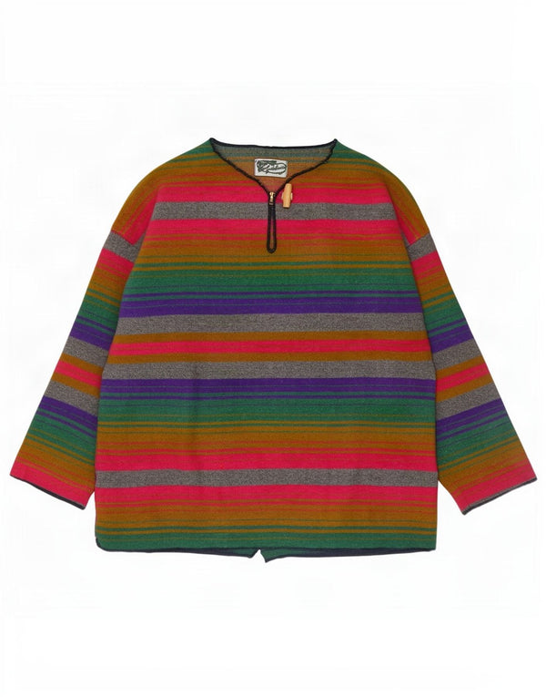vintage Womens V-Col Jumper Sweater UK 18 XL Laine rayée multicolore