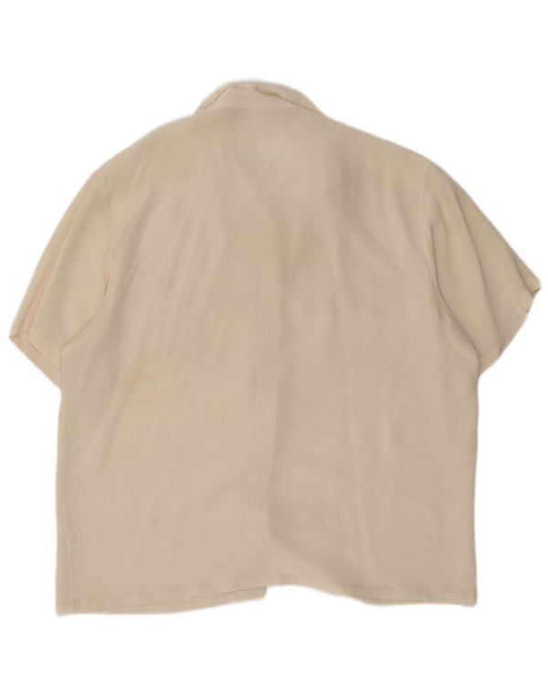 vintage Femme Chemise À Manches Courtes Blouse UK 14 Grand Blanc Cassé