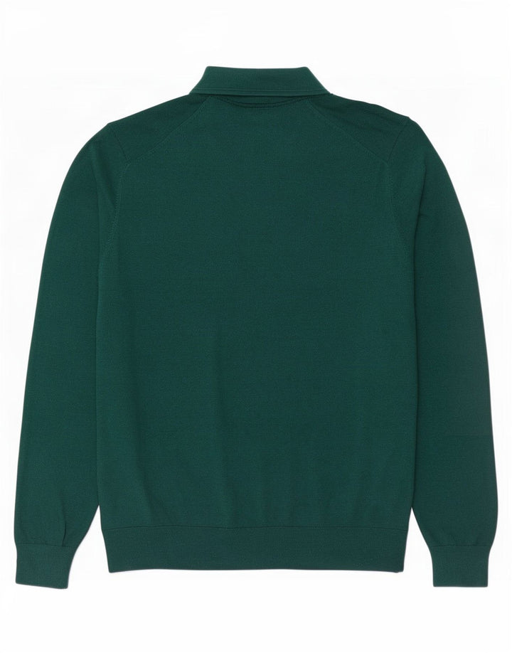 Marks & Spencer Pull Col Polo Homme Vert Moyen Coton