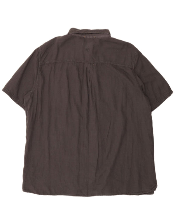 Fat Face Chemise à manches courtes pour homme Coupe régulière 3XL Gris Coton
