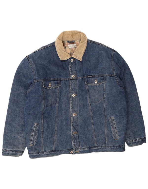 vintage Mens Sherpa Denim Jacket UK 44 2XL Coton Bleu