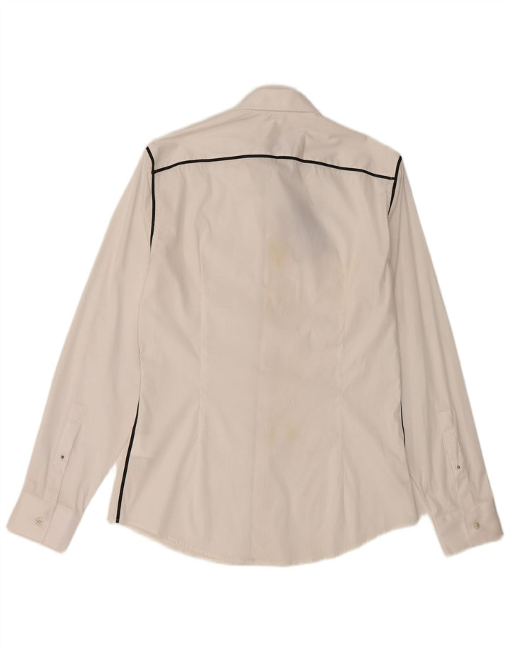 Trussardi Chemise Homme Taille 40 Moyen Blanc Rayé Coton