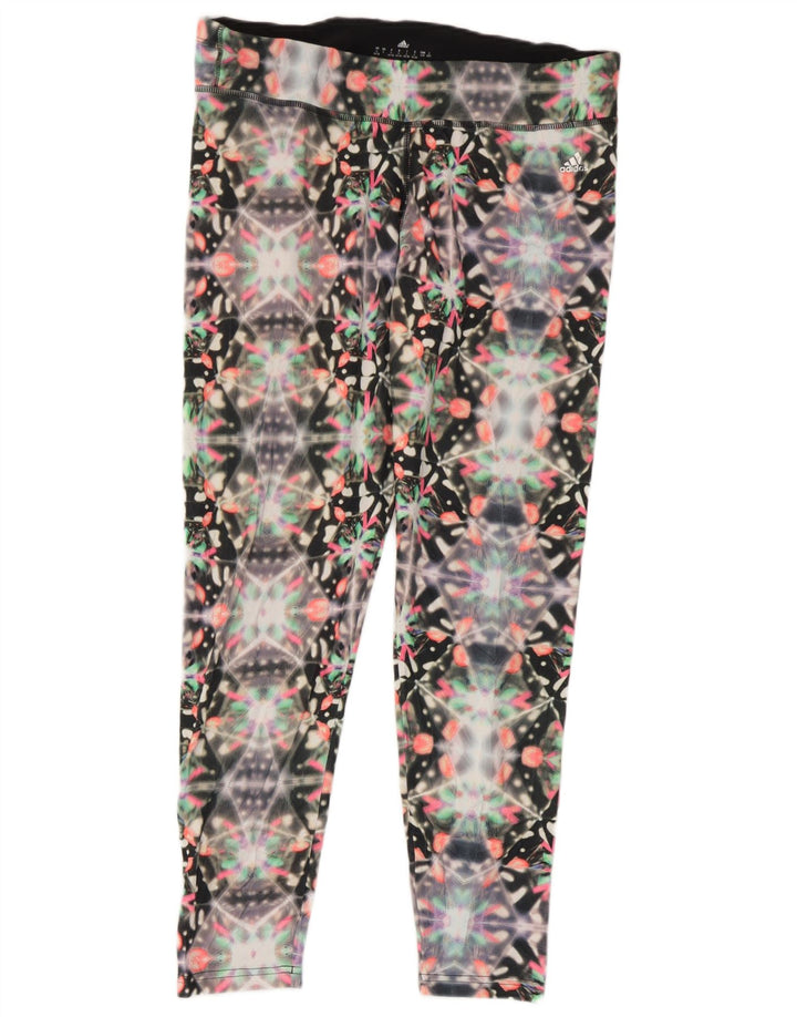 Adidas Climalite Leggings UK 16/18 Large Noir Géométrique Polyester