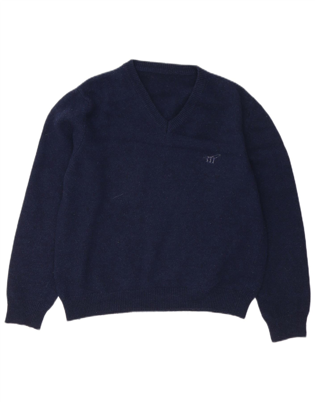 Henry Cottons Pull col V pour homme en laine vierge bleu marine moyen