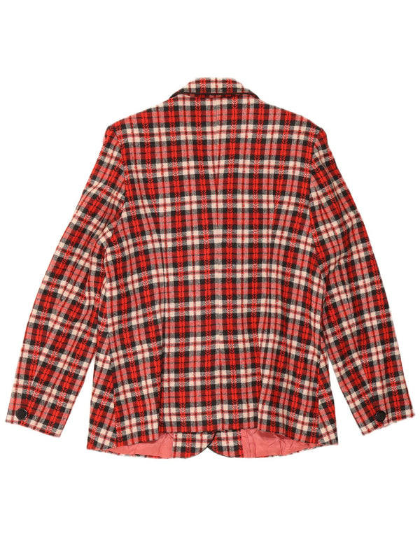 vintage Femme 3 Bouton Blazer Veste UK 12 Moyen Rouge Check