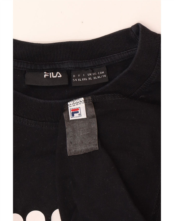 FILA T-Shirt Graphique Homme Top XL Noir Coton