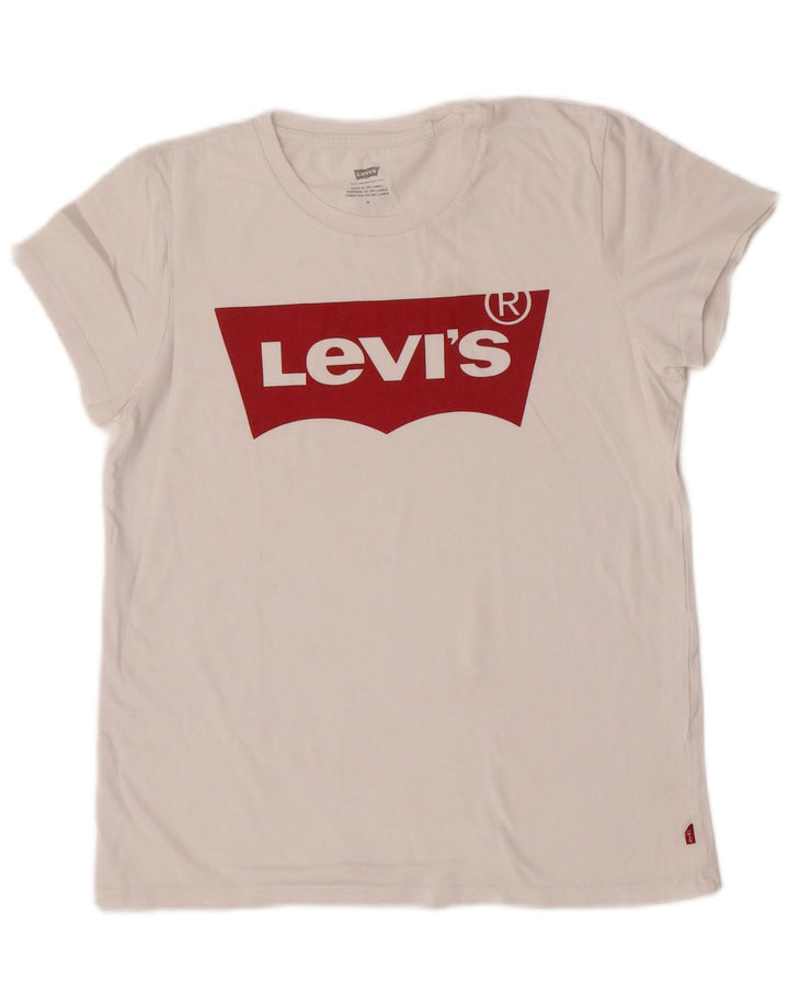 Levi's T-Shirt Graphique Femme UK 12 Blanc Moyen