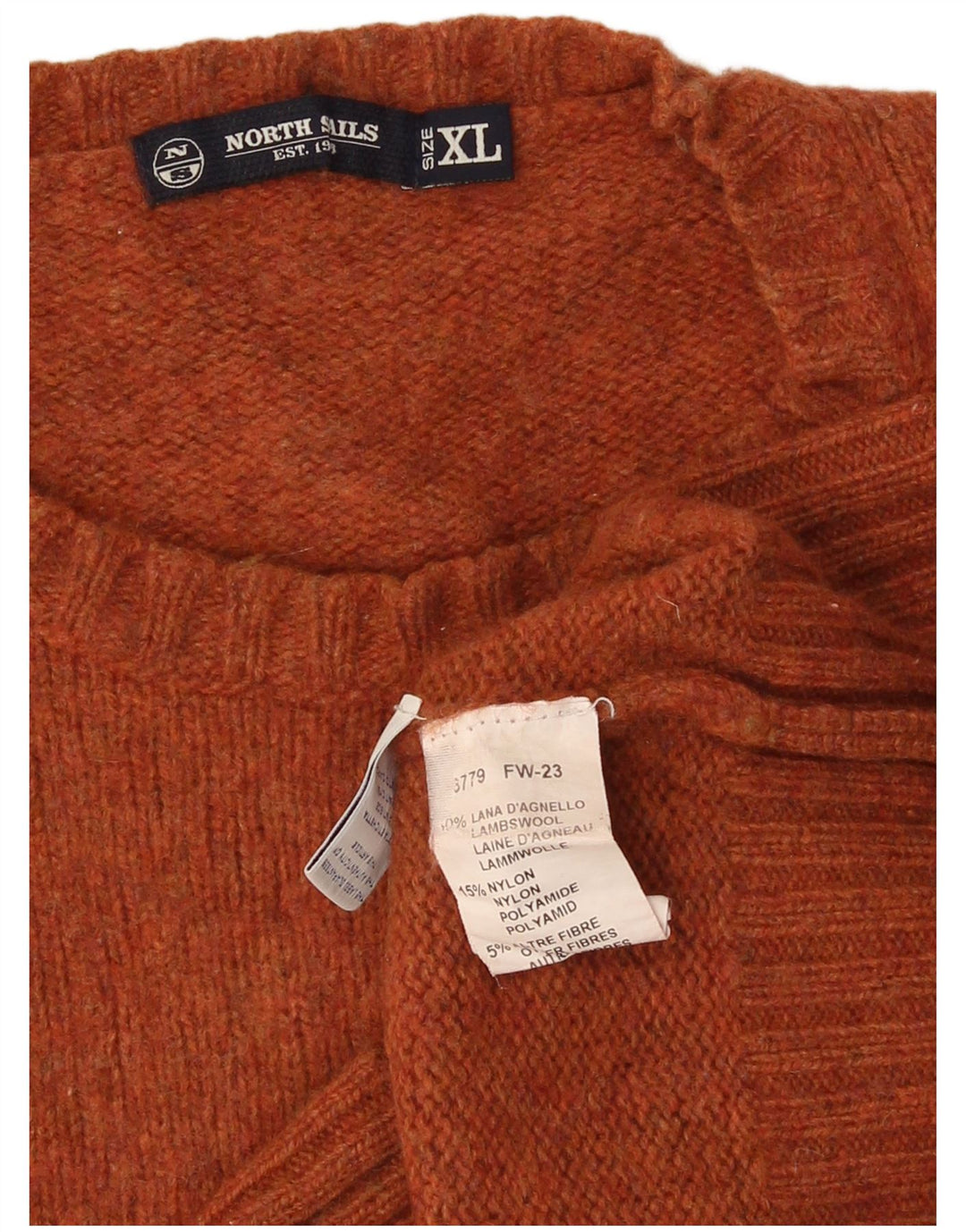 North Sails Pull à col rond pour homme XL en laine orange