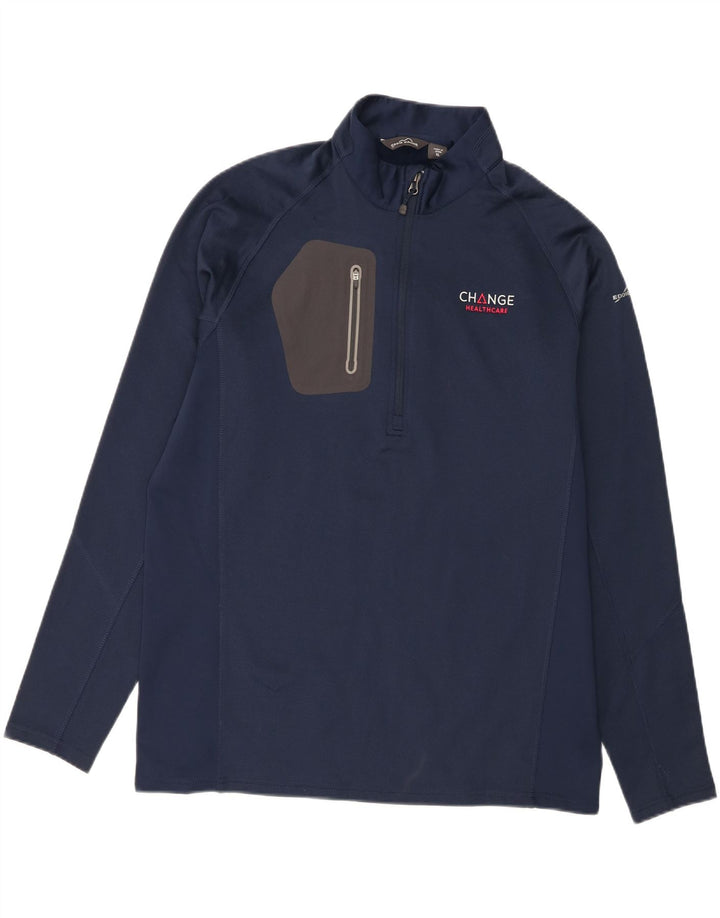 EDDIE BAUER Mens Zip Neck Pullover Tracksuit Top XL Navy Blue Polyester Vintage Eddie Bauer and Second-Hand Eddie Bauer from Messina Hembry 