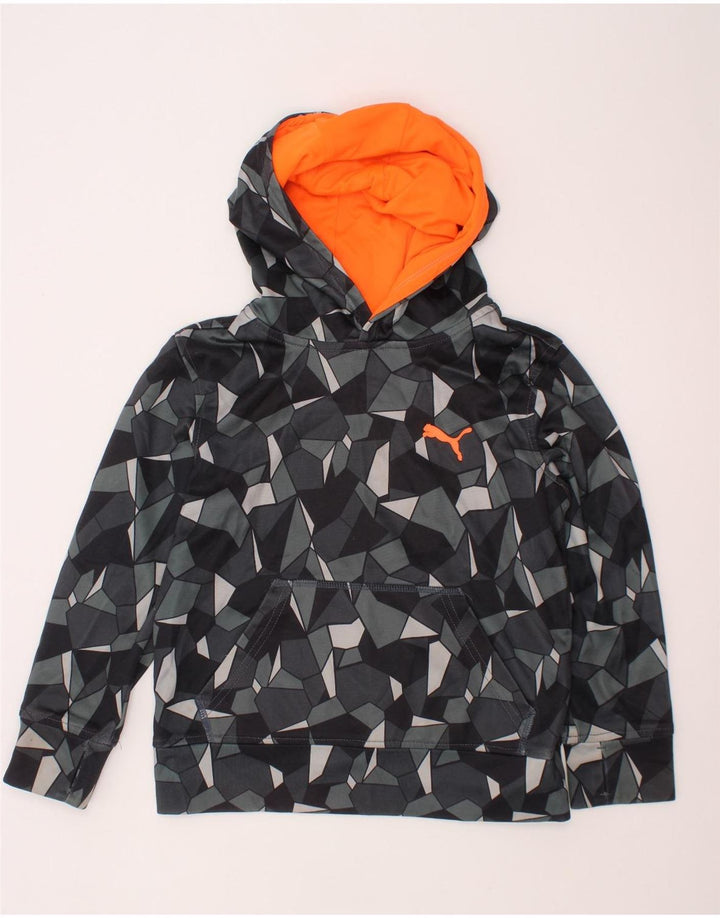 PUMA Pull à capuche pour garçon 7-8 ans Petit Gris Géométrique Polyester