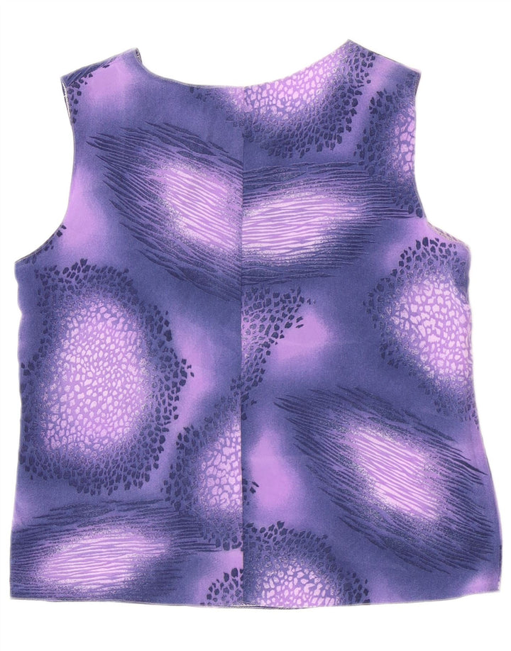 vintage Femme Blouse Sans Manches Top IT 44 Moyen Violet Tacheté