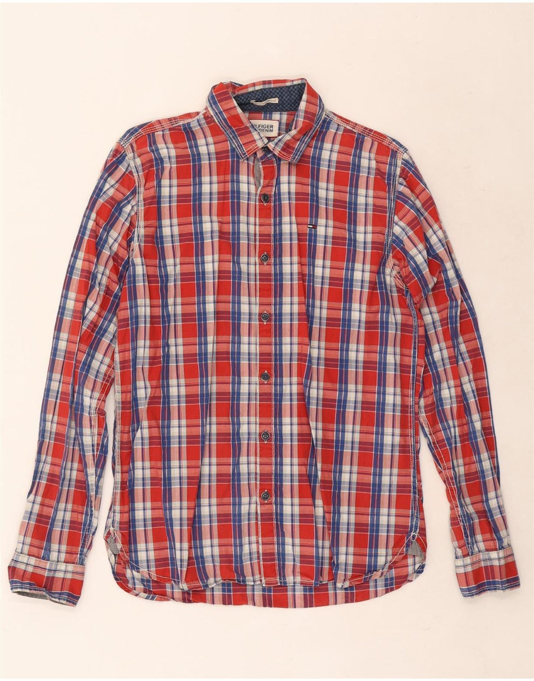Tommy Hilfiger Chemise Homme Petit Carreau Rouge Coton