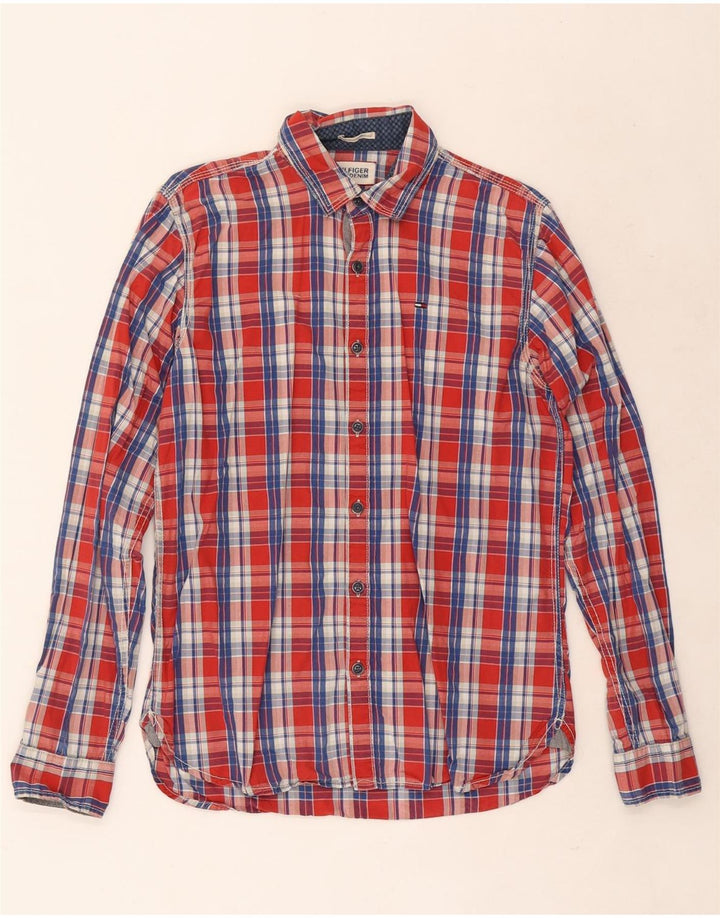 Tommy Hilfiger Chemise Homme Petit Carreau Rouge Coton