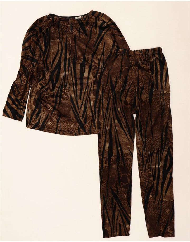 VINTAGE Womens Velvet 2 Piece Set UK 16 Large W34 L27 Brown Animal Print Vintage Vintage and Second-Hand Vintage from Messina Hembry 