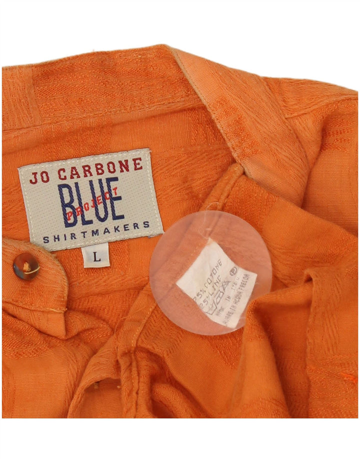 VINTAGE Chemise à manches courtes pour hommes Grand coton à carreaux orange