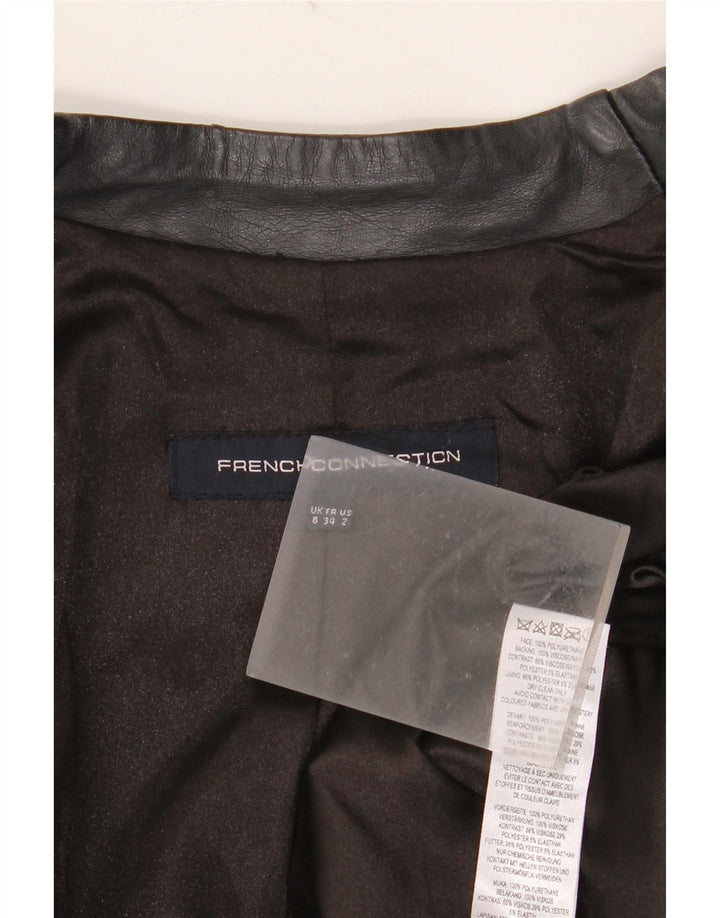 French Connection Veste de motard courte pour femme UK 6 XS Noir Polyuréthane