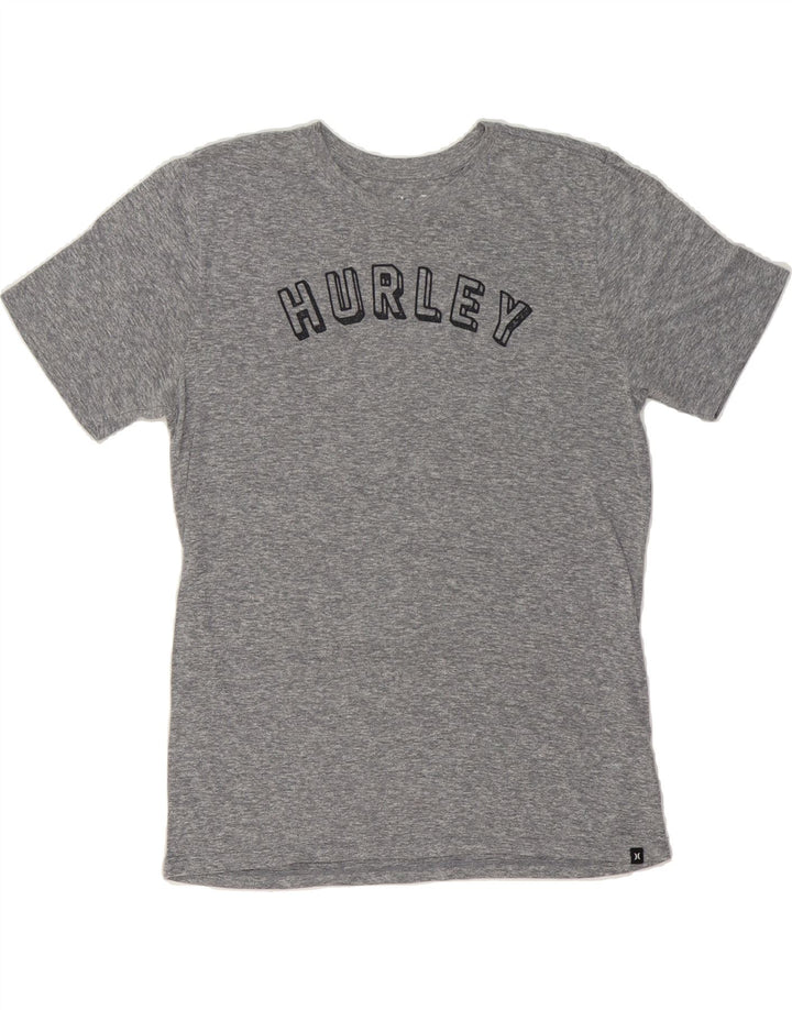 HURLEY Mens Graphic T-Shirt Top Medium Grey Flecked Polyester Vintage Hurley and Second-Hand Hurley from Messina Hembry 