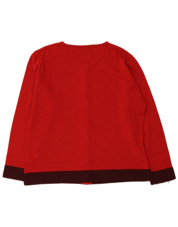 Elements Womens Cardigan Sweater UK 14/16 Large Red Colourblock Polyacrylic