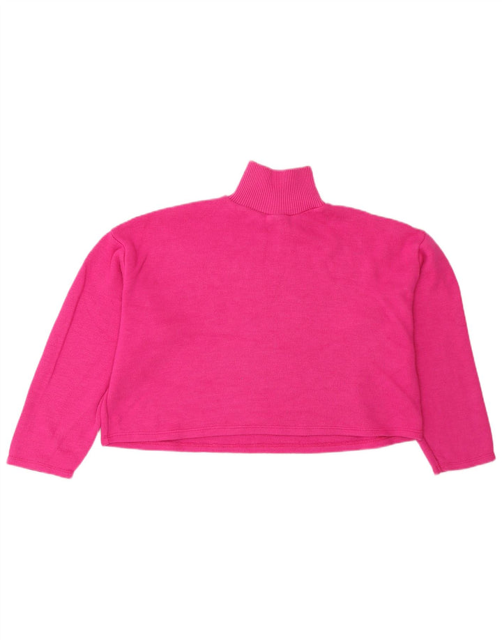 Zara Pull court surdimensionné à col roulé pour femme UK 10 Petit Rose