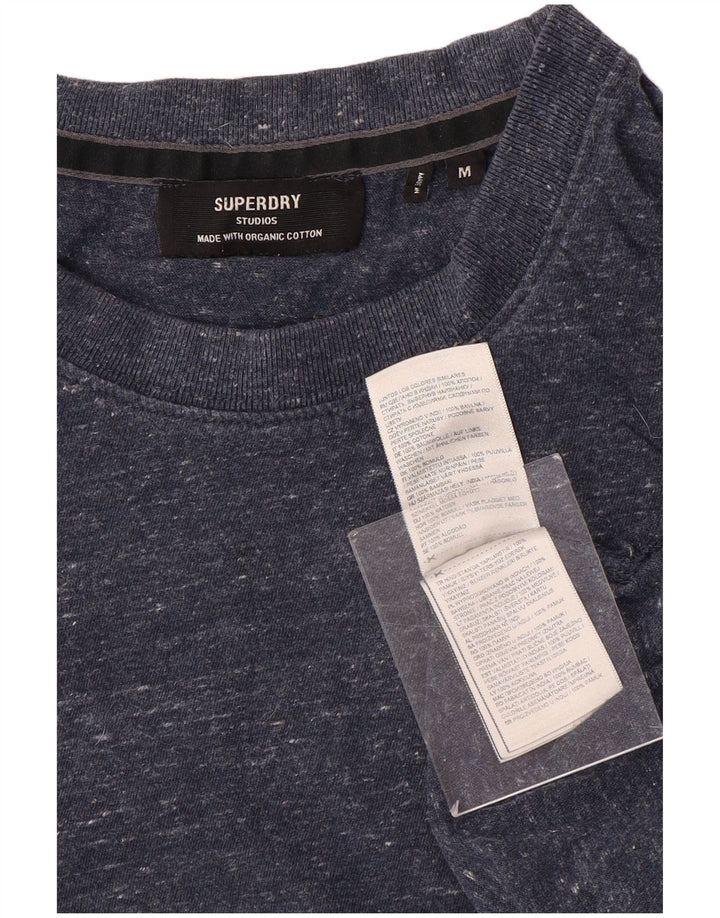 Superdry Homme T-Shirt Top Bleu Marine Moucheté Coton