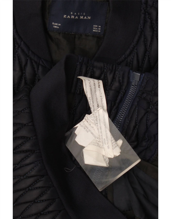 Zara Veste matelassée Bomber pour homme UK 38 Bleu marine moyen Polyester