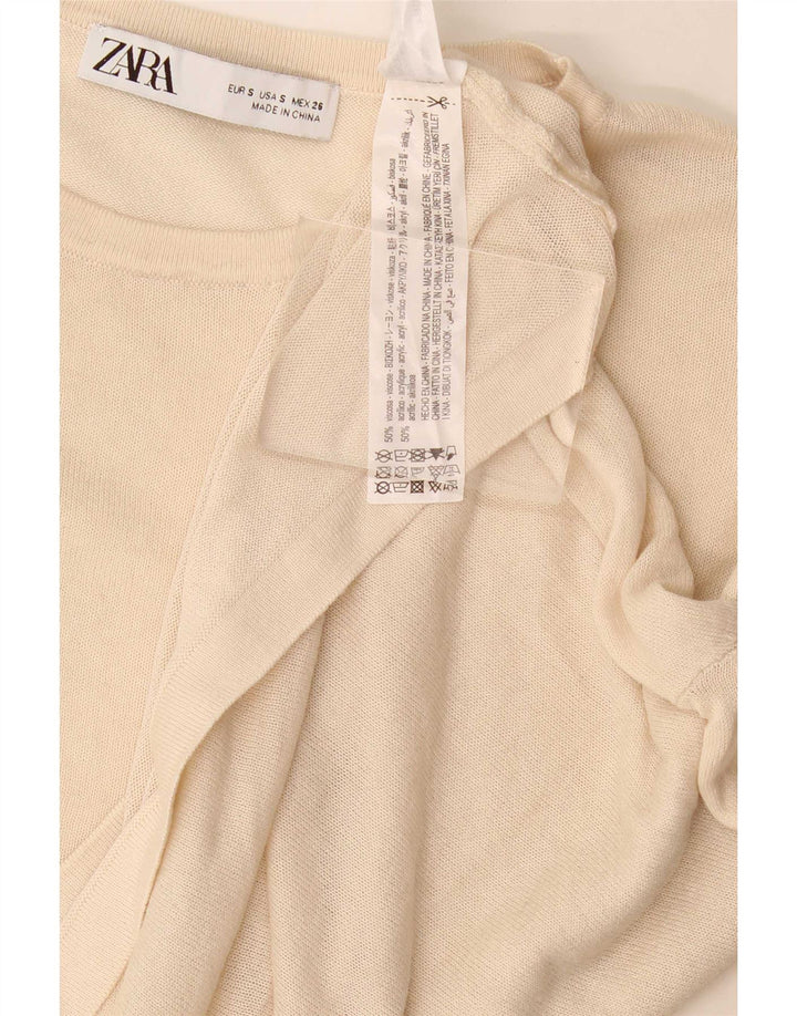 Zara Femme T-Shirt Oversize Top UK 10 Petit Viscose Blanc Cassé