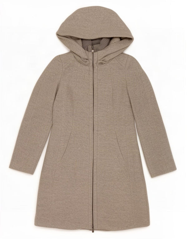 Zara Manteau à capuche pour femme UK 12 Acrylique gris moyen