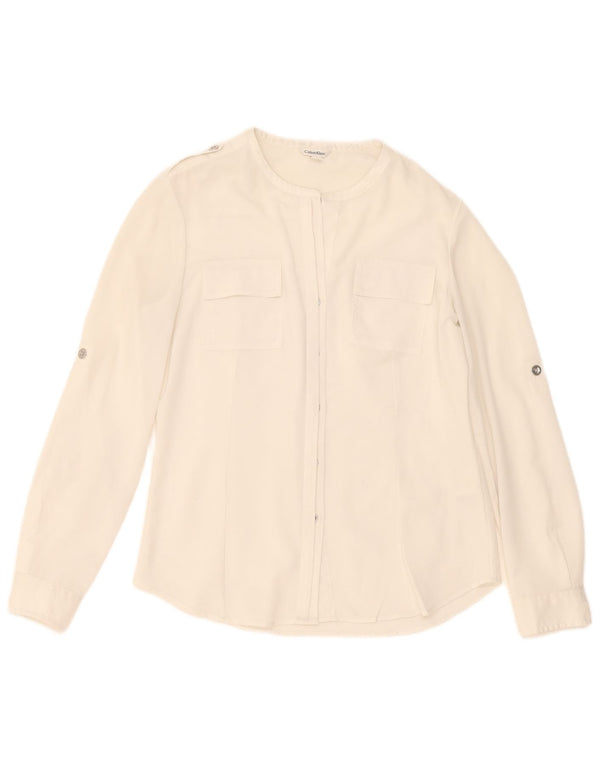 Calvin Klein Chemisier pour femme UK 10 Petit Blanc Polyester