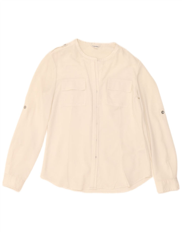 Calvin Klein Chemisier pour femme UK 10 Petit Blanc Polyester