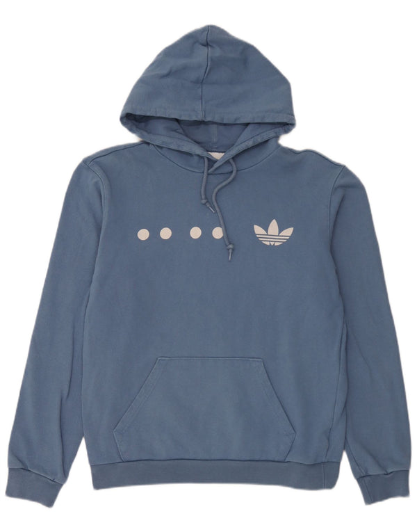 Adidas Mens Graphic Hoodie Jumper Small Blue Cotton