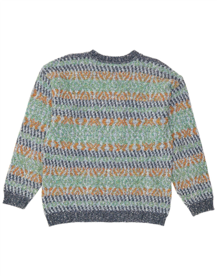North Pole Pull à col rond pour homme Grand motif géométrique multicolore
