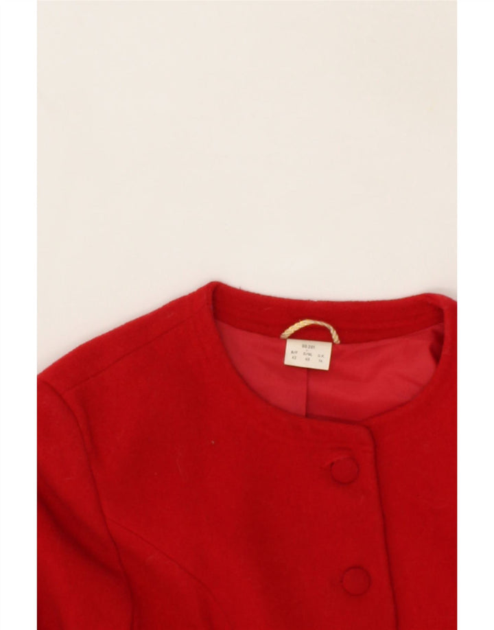 VINTAGE Femme 5 Bouton Blazer Veste UK 14 Grande Laine Rouge